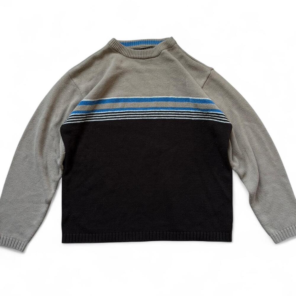 Y2K XG Brown & Blue Striped Sweater - L